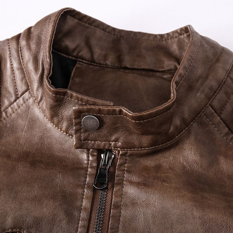 Giacca da uomo in velluto da locomotiva, spessa, calda, di grandi dimensioni, antifreddo, tuta da corsa, giacca in pelle autunnale e invernale, colletto rialzato, giacca in pelle alla moda_voghion.com