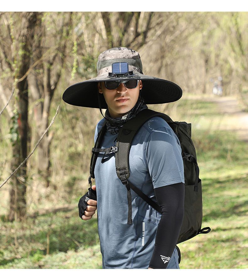 Cappello rinfrescante TurboBreeze Pro - Doppia ventola da 8000 giri/min con batteria rimovibile da 5000 mAh (tesa larga UPF 50+, regolabile per escursionismo/trekking)_voghion.com