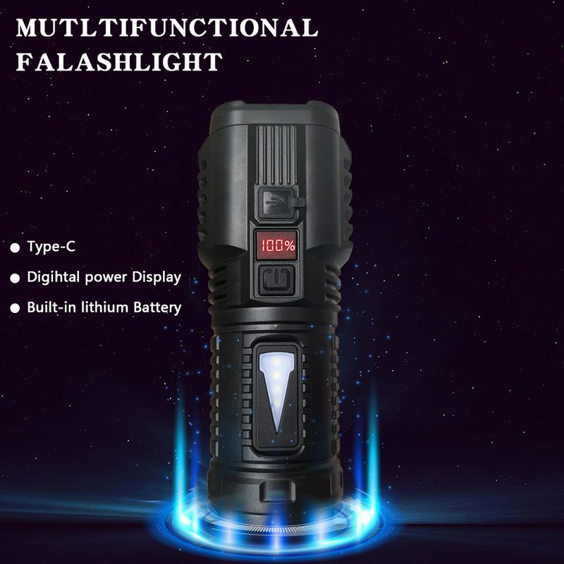 USB neue taschenlampe starke licht LED seite licht multi-funktionale taschenlampe outdoor tragbare lange-palette fokus taschenlampe_voghion.com