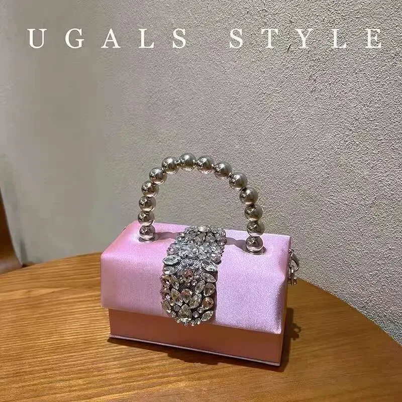 Borsa a mano da donna in raso, con cristalli quadrati e brillanti, con strass, da sera, per matrimonio, festa, pochette, borsa a tracolla_voghion.com