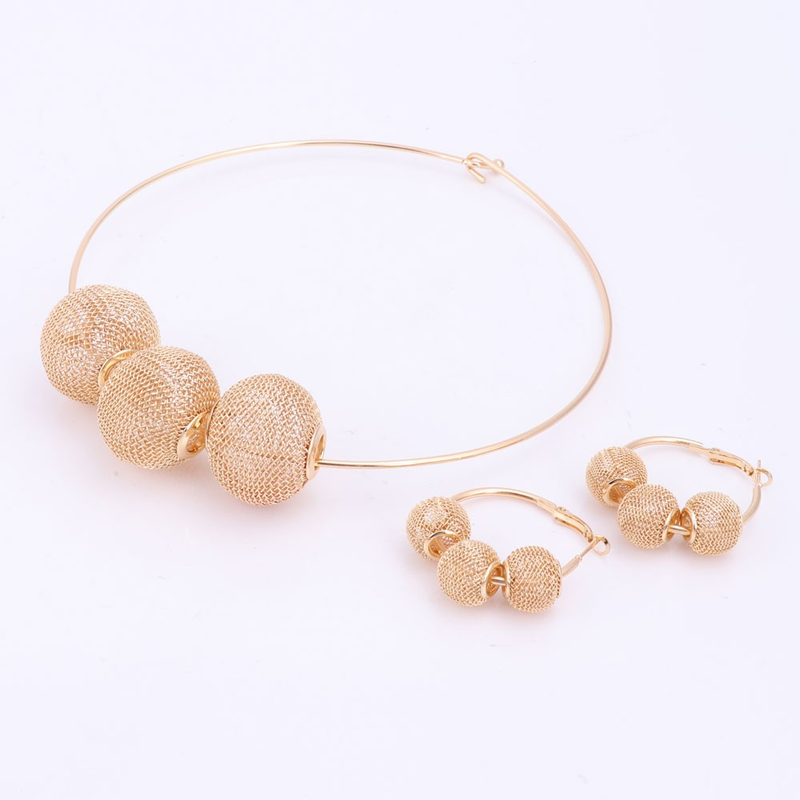 New Design Ladies Gold Colorful Necklace Earring Wedding Accessories Decoration Party Gift Jewelry Set_voghion.com