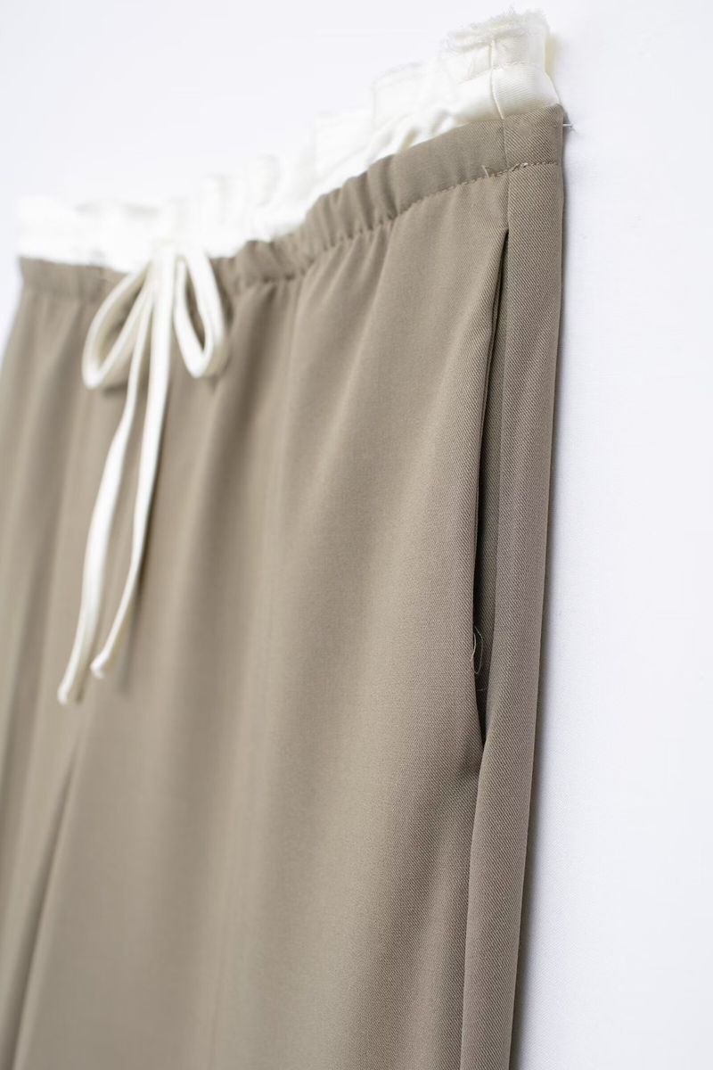 Pantaloni casual da donna in seta con cuciture in vita, nuovi primaverili_voghion.com
