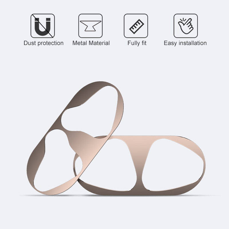 Metal Dustproof Sticker Case for Apple Airpods Headphone Covers for Airpods 2 1 Headphones Charging Case Protective Accessories_voghion.com