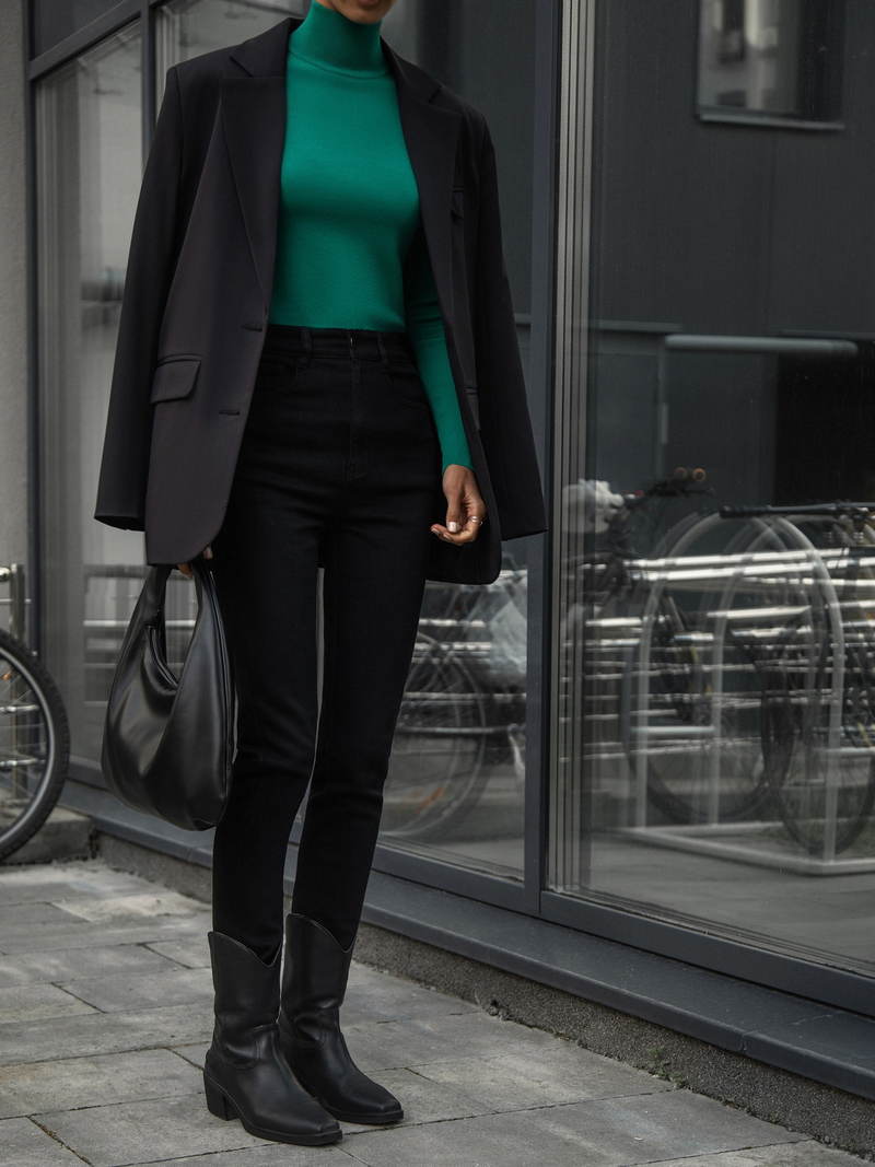 Maglia fondo donna mezzo dolcevita elegante, slim e calda maglia interna a maniche lunghe_voghion.com