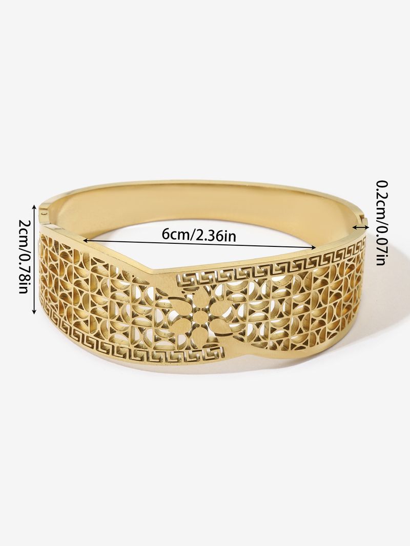 Retro übertrieben Edelstahl breites Armband heißer Verkauf Mädchen Armband hohle Blume Design Sinn_voghion.com
