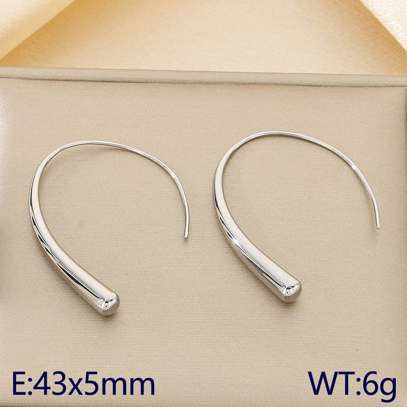 Gioielli da donna, orecchini a gancio con linea ad arco geometrica semplice, orecchini in acciaio al titanio versatili, temperamento di alta qualità, accessori per gioielli da donna_voghion.com