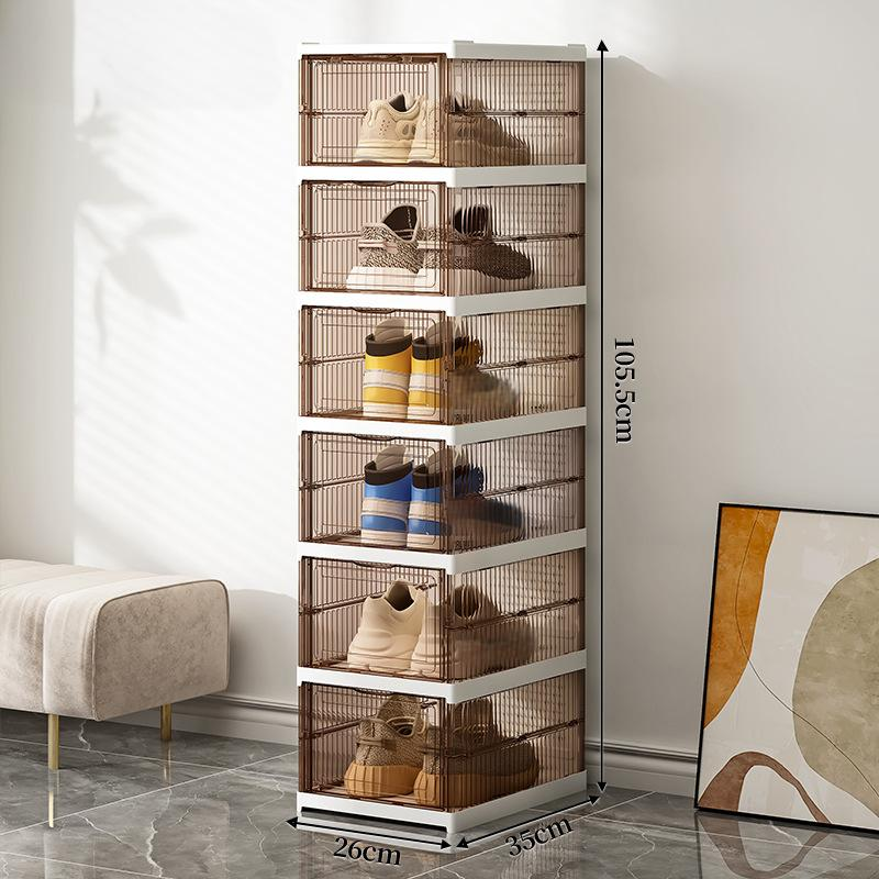 Clear Plastic Shoe Storage Box - Side Opening Foldable Shoe Organizer (No Assembly Space Saving, Dustproof Design)_voghion.com