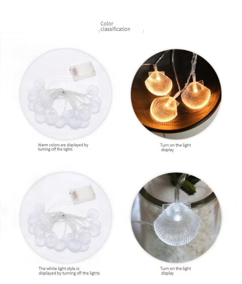 LED Seashell String Lights - Waterproof Outdoor Decorative Lights For Christmas, Garden, Party, And Home Decor - Battery/USB/Solar Powered_voghion.com