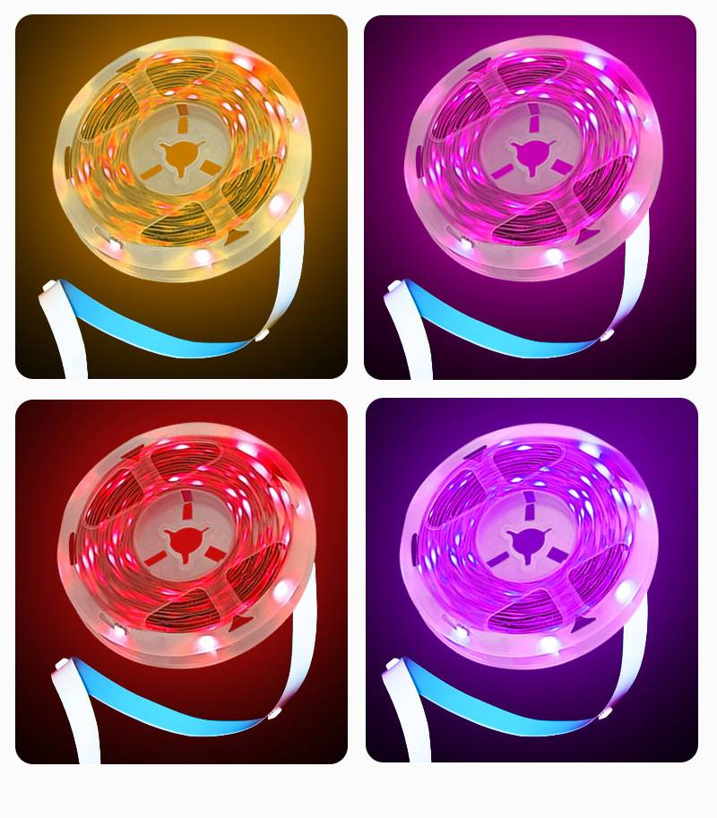 Striscia LED RGB SMD3535 con telecomando IR a 24 tasti, retroilluminazione autoadesiva per TV, stanze e decorazioni per la casa, alimentazione tramite USB 5V, 16 LED/m_voghion.com