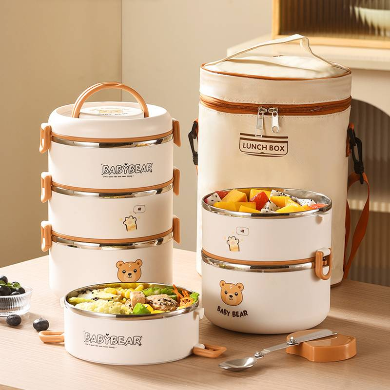 Portable, Leak-proof, Stackable Stainless Insulated Lunch Box, Three-layer Insulated Bento Box, Food Container With Insulated Bag And Folding Spoon_voghion.com