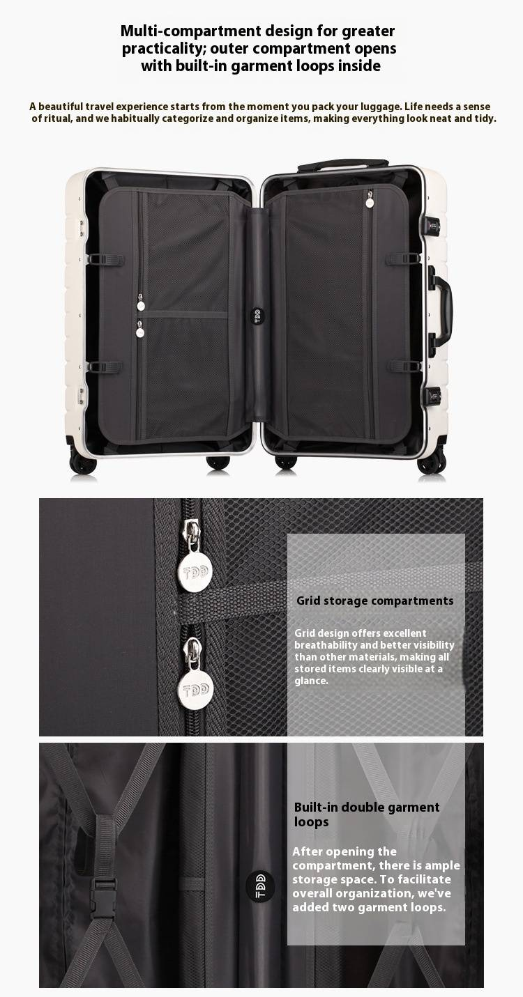 Durable PC Aluminum Frame Luggage With TSA Lock, 20-inch & 25-inch Spinner Suitcase For Travel, Waterproof & Lightweight Carry-On_voghion.com