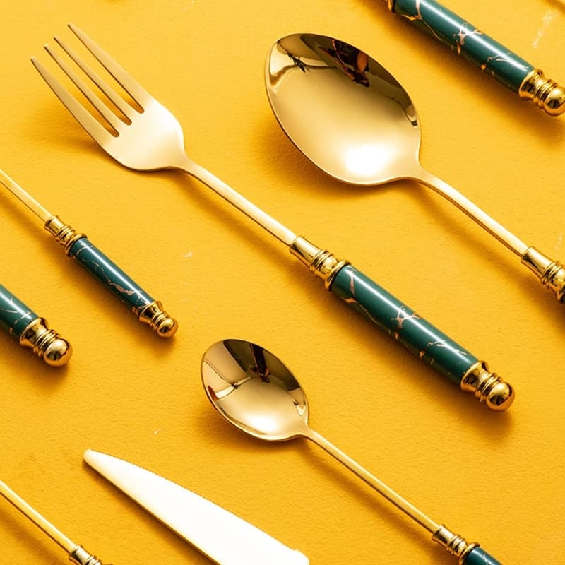 5PCS Keramik Griff Tragbare Olden Geschirr Set Geschirr Set Besteck Set Besteck Set_voghion.com