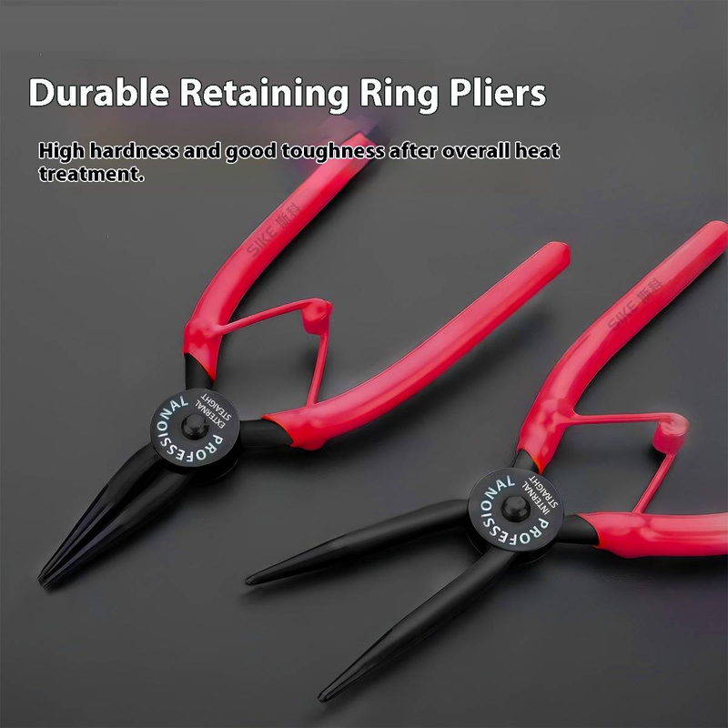 Pinza per anelli elastici di livello industriale - Strumento per clip di fissaggio interne/esterne a doppia azione con ganasce in acciaio al carbonio (testa angolata di 10°, punta da 1 mm)_voghion.com
