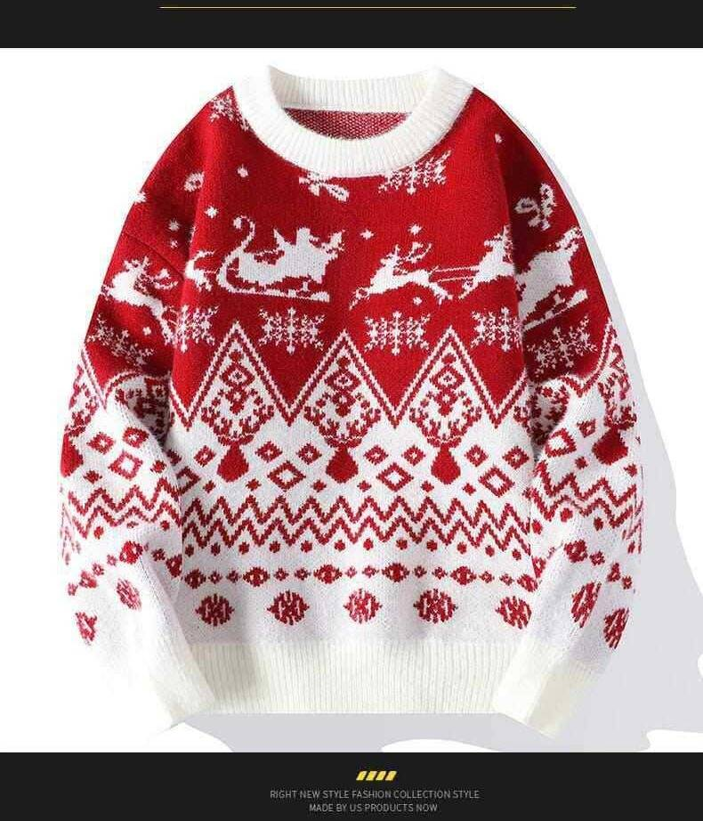 Men’s Casual Knit Sweater – Long Sleeve Crewneck Pullover, Loose Fit, Wrinkle-Resistant (M-4XL, Black/Red/Blue, Machine Washable)_voghion.com