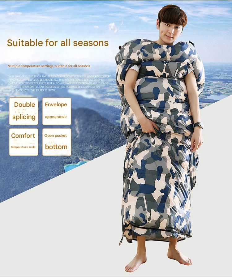 Upgrade Down Sleeping Bag - Sacco a pelo mimetico ultraleggero per esterni con accesso manuale e design collegabile per 4 stagioni_voghion.com