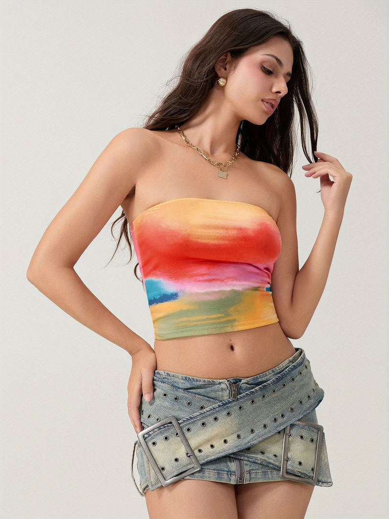 2025 Neues Damen-Tube-Top mit gestreiftem Print und U-Boot-Ausschnitt_voghion.com