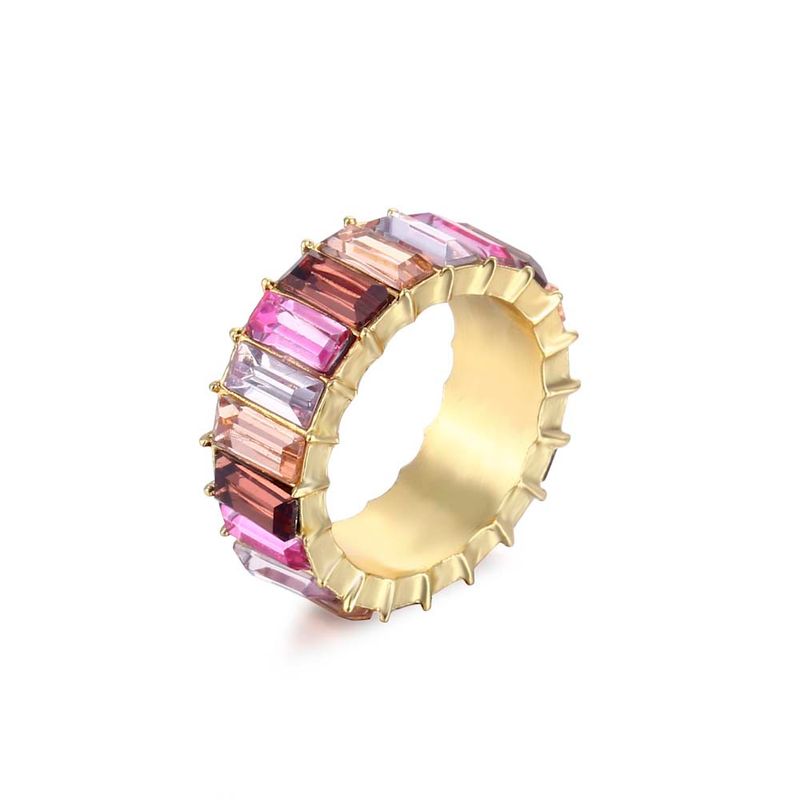 Vendita calda VG 6YM Elegante arcobaleno colorato cristallo eterno quadrato anello francese gioielli da sposa da donna all'ingrosso_voghion.com