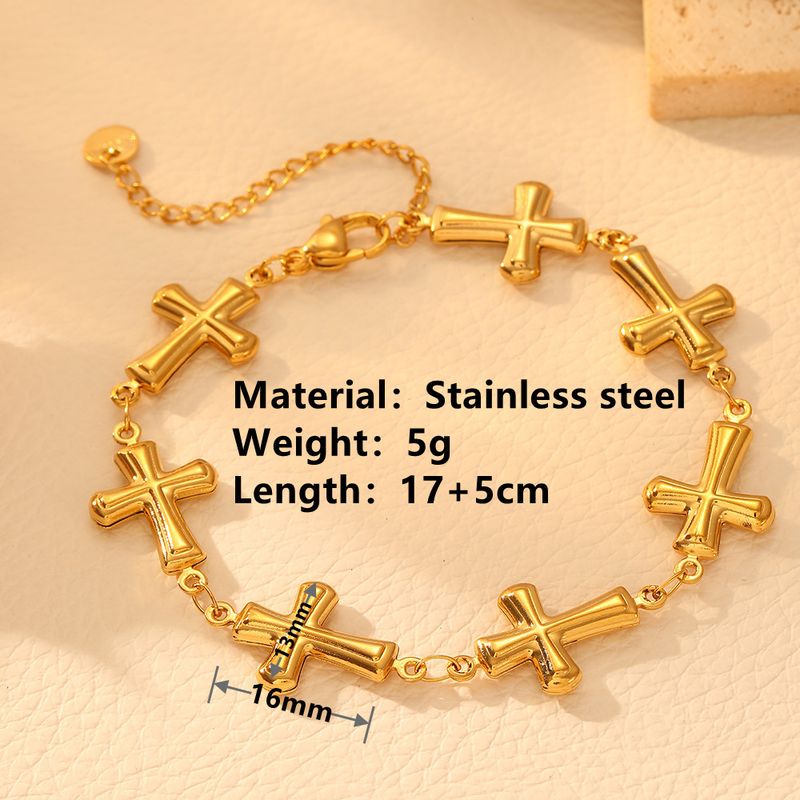 Titan Stahl Minimalist Nische Geometrische Kreis Für Frauen Kalten Stil Shell Kreuz Glatte Hohl Armband Schmuck_voghion.com