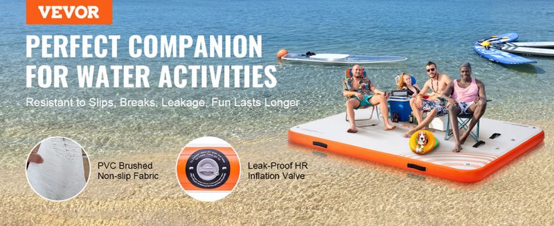 VEVOR Inflatable Floating Dock, 10 x 8FT Inflatable Dock Platform, Non-Slip Water Floating Dock Mat with Detachable Ladder & Portable Carrying Bag, Fl_voghion.com