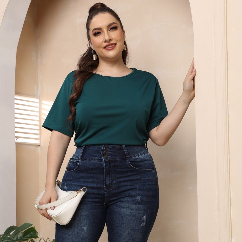 Women's plus size sexy backless butterfly hollowed-out round neck casual t-shirt _voghion.com