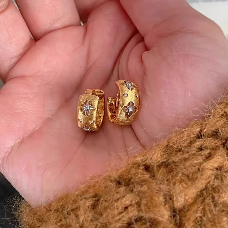 Collana Buchi Tyle in oro spazzolato a otto punte per donna, 2025, nuova, elegante, temperamento, orecchini a cerchio di alta qualità_voghion.com