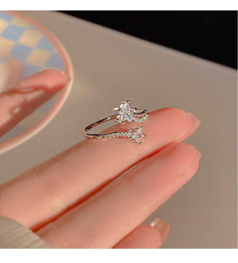 Super Immortal Star Zircon Open per donna, anello di alta moda, micro intarsio leggero di lusso e anello unico per l'indice_voghion.com