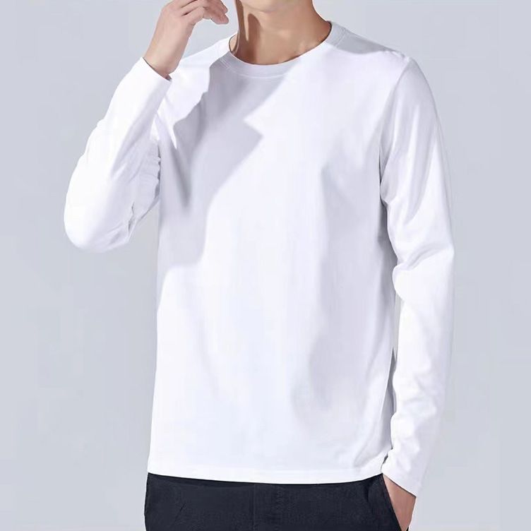 2025d 190g T-shirt girocollo a maniche lunghe in cotone pettinato con stampa, vestibilità ampia, strato di base per autunno e inverno_voghion.com