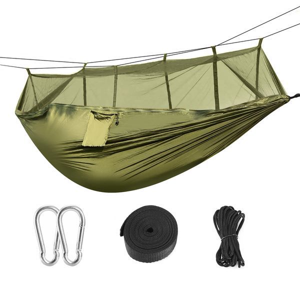 Camping Hammock With Mosquito Net, Portable Double Hammock Tent Load Two People With 2 Straps, Best For Outdoor Garden Hiking Travel_voghion.com