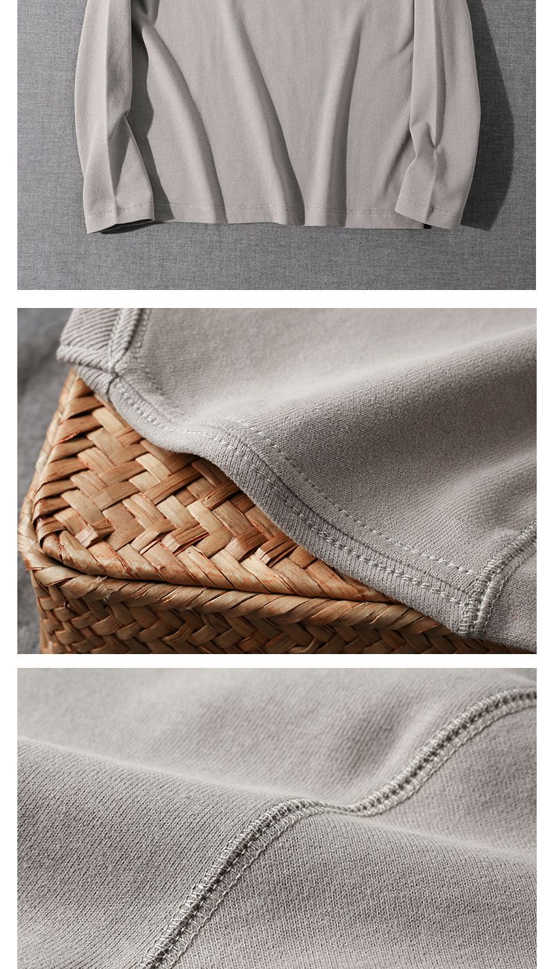 300g pure cotton matte long sleeved T-shirt for men women, American style loose, thick, and opaque inner layer top with_voghion.com
