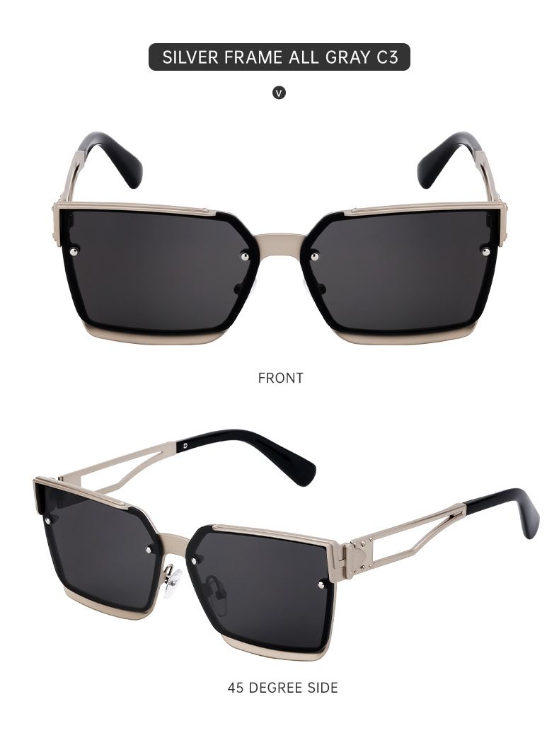 Fashion Square Frame Sunglasses For Men Metal Frame High End Sunglasses For Men Shades_voghion.com