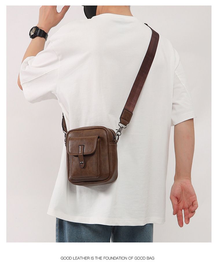 Pu Flip Vertikale Umhängetasche All Match Handy Kleine Umhängetasche Modemarke Herrentasche_voghion.com