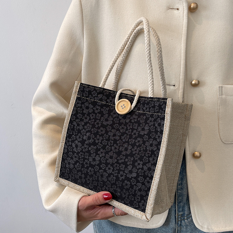 Trendy Handheld Linen For Women 2023 Stylish Office Lunch Ins Small Crossbody Bag_voghion.com