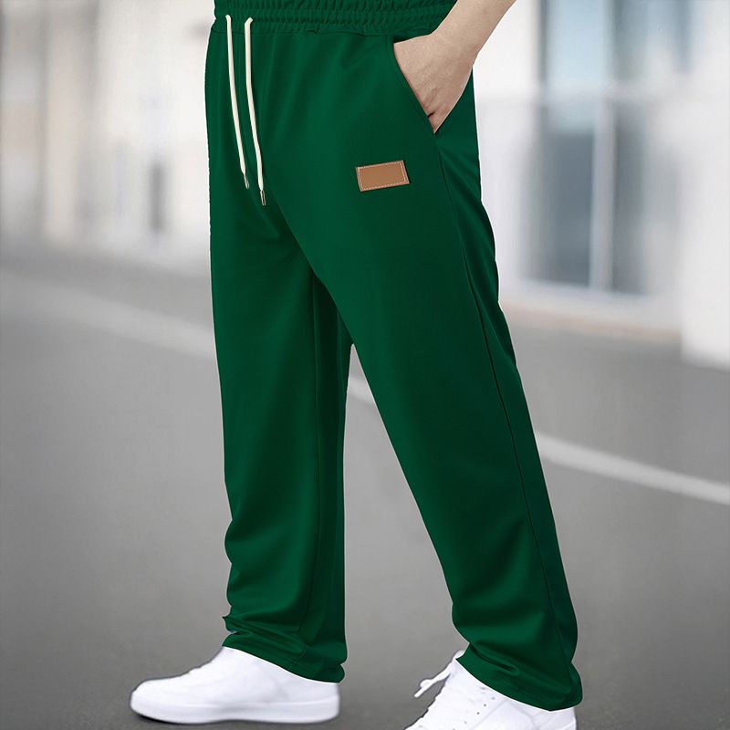 Men's Casual Straight Leg Joggers With Drawstring Waist - Lightweight Stretch Fabric, Versatile Lounge Pants For Everyday Wear_voghion.com