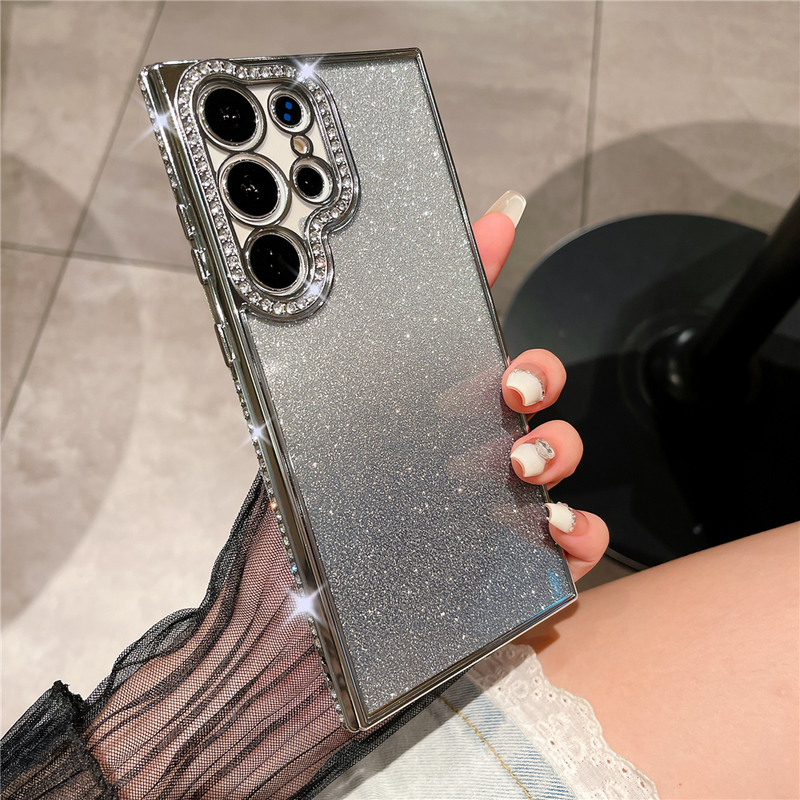 Funda de teléfono de silicona suave con gradiente chapado para Samsung Galaxy S23 Ultra S22 Plus, funda protectora transparente para cámara a prueba de golpes_voghion.com