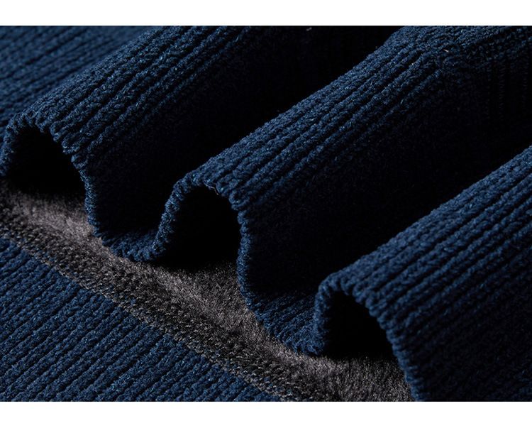 Herrenbekleidung Winterpullover für Herren Plus Samt Verdickter Jacquard-Karos All-in-One-Samt Warmes Oberteil Einfarbiger Rundhalspullover_voghion.com