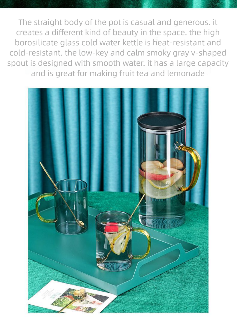 Nordic Style High-Value Heat-Resistant Glass Cold Water Pitcher Set Household Living Room Coffee Table Drinking Cup_voghion.com