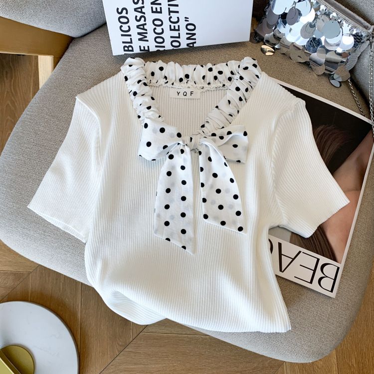 Abbigliamento donna estate nuovo design pois papillon slim t-shirt maglione di seta ghiaccio donna_voghion.com