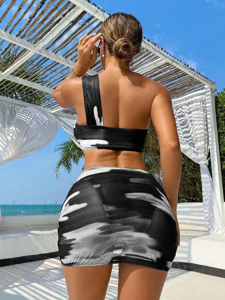 Dameskleding Badpak Tie Dye Bedrukt Dames Driedelig Bikini Badmode_voghion.com