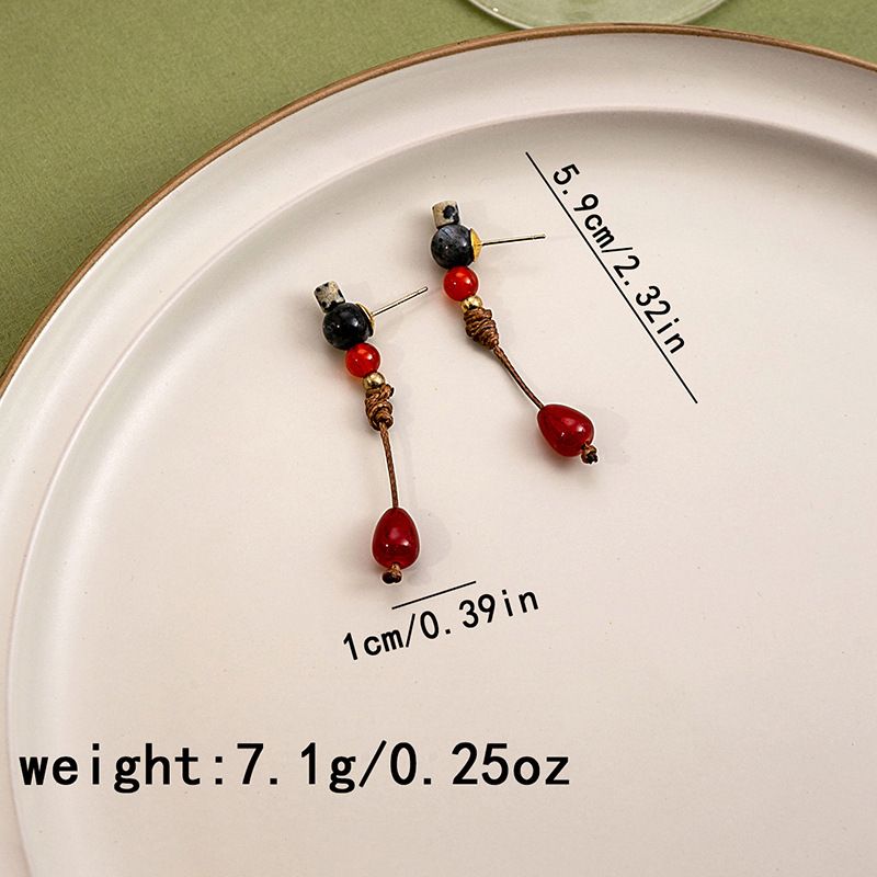 Nuovi orecchini con perline di giada imitazione e orecchini con nappe a forma di farfalla in stile cinese, semplici accessori Hanfu_voghion.com