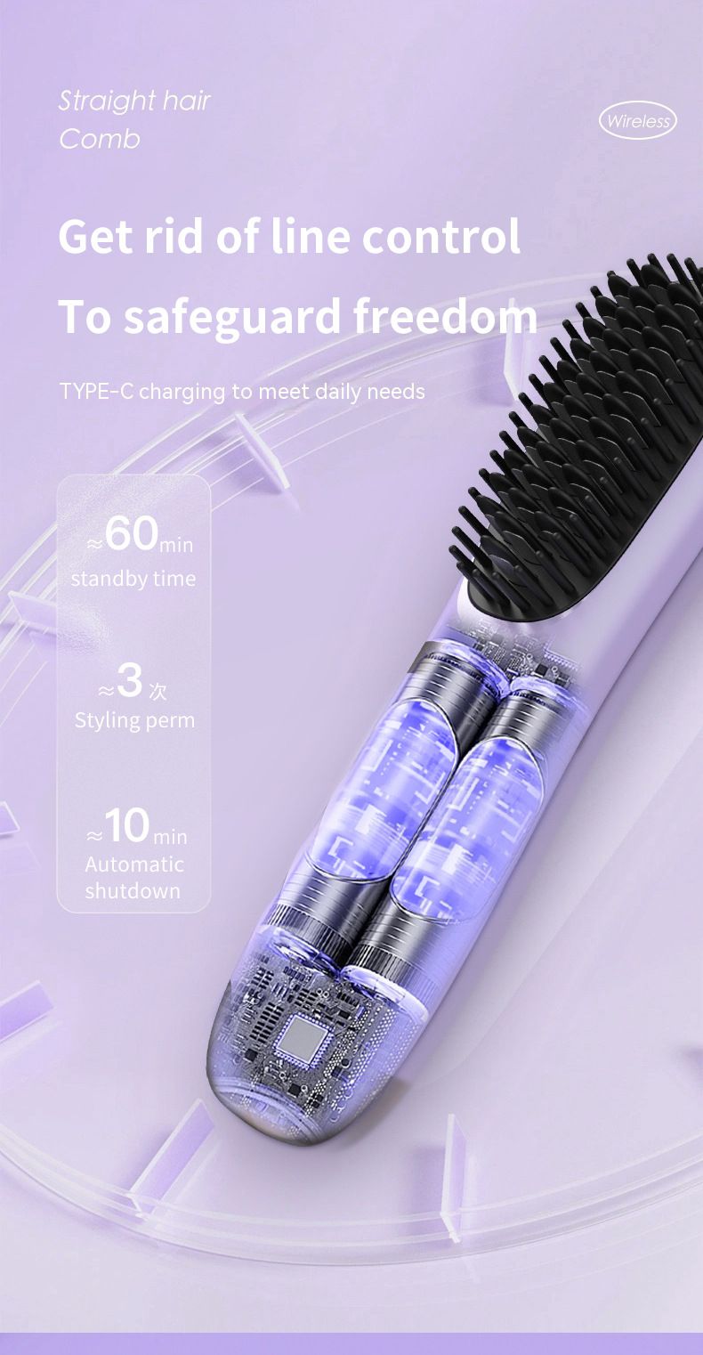 New lazy straight hair comb wireless hair straightener small USB charging portable travel curling and straightening dual purpose artifact_voghion.com