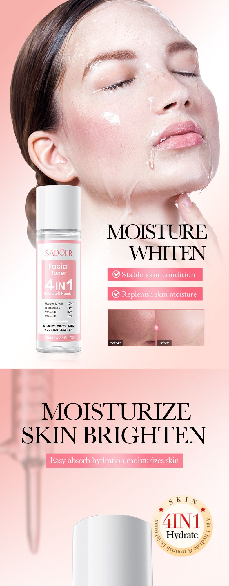 Crème SADOER 4 en 1 Raffermissante Comblante Hautement Hydratante Soin de la Peau Six Set Crème Hydratante et Rajeunissante pour la Peau_voghion.com