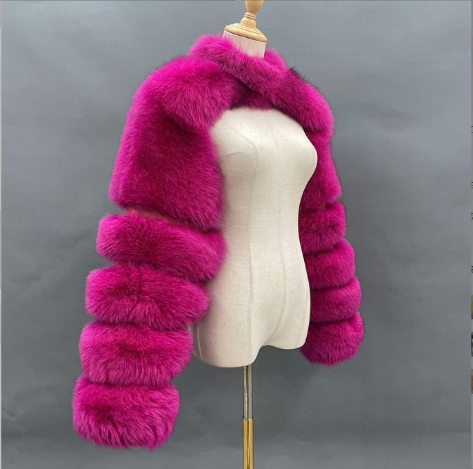 Chaqueta de piel sintética y visón sintético con paneles en contraste para mujer_voghion.com