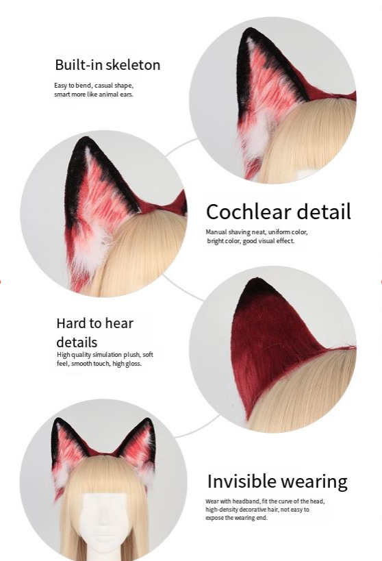Cosplay a mano orecchie di animali set di animali oggetti di scena orecchie di volpe fascia per capelli coda di volpe accessori_voghion.com