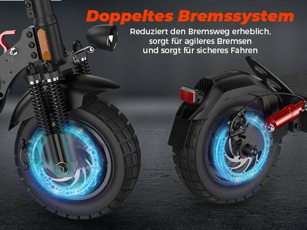 isinwheel T4 Elektroroller mit ABE-Zertifizierung, 1000 W 48 V 12,5 Ah Akku, 10 Zoll Offroad-Scooter für Erwachsene mit App-Steuerung_voghion.com