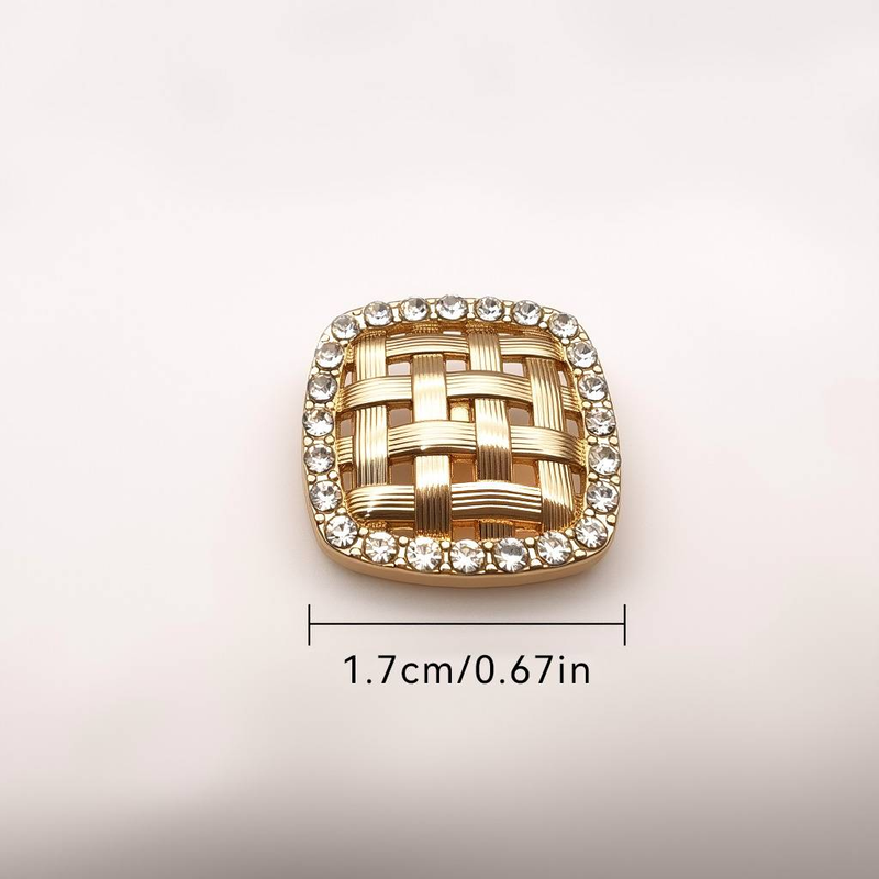 6 gemelos de lujo con botón metálico cuadrado de diamantes de imitación, diseño de malla dorada, accesorios de vestir, ideales para abrigos, trajes, camisas, chaquetas y pantalones._voghion.com