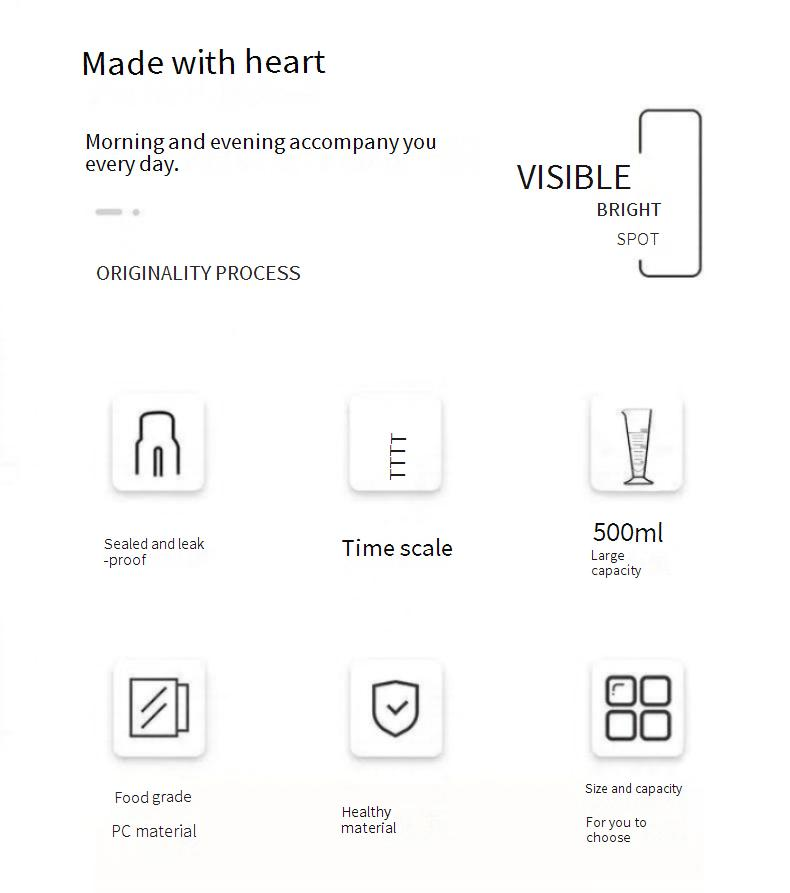 Time Marked Borosilicate Glass Water Bottle - Motivational Hourly Tracker With Measurement Lines For Students_voghion.com