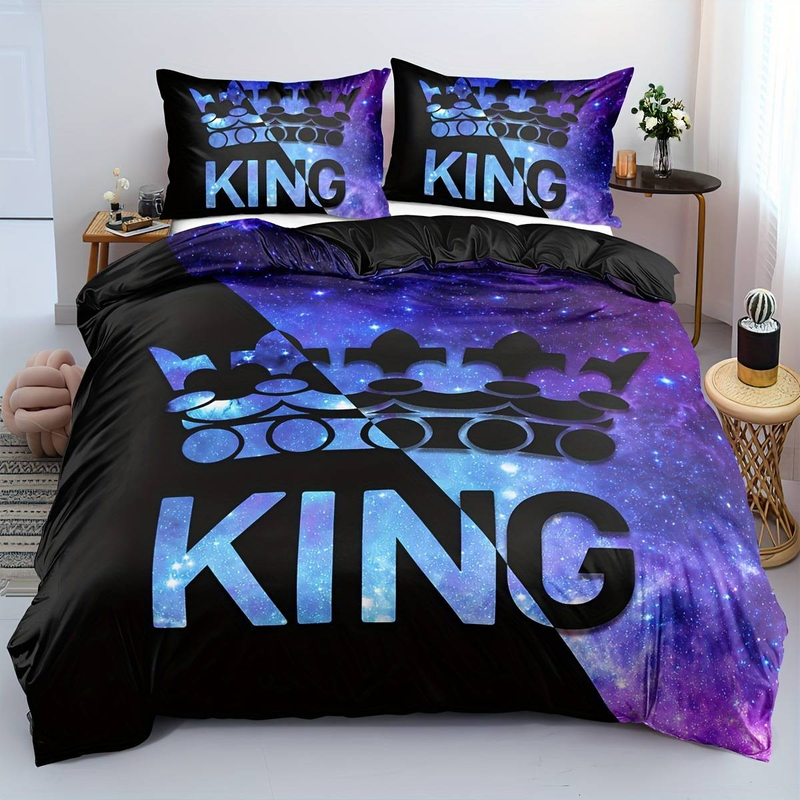 Bettbezug-Set mit Cartoon-Print – 3-teilige, leichte Bettwäsche (US-/EU-/AU-Größen), Digitaldruck, weiches Polyester, Dekoration für Kinder-/Jugendzimmer_voghion.com