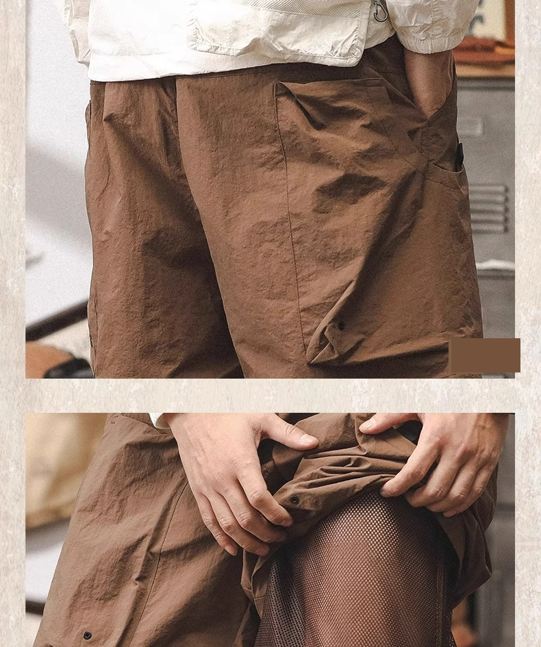Pantalones cortos de trabajo funcionales de secado rápido de seda de hielo para hombre, de verano, finos, sueltos y rectos, de color liso, de longitud media._voghion.com