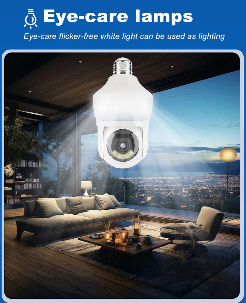 Smart AI Lighting Bulb Surveillance Camera With HD Night Vision, Voice Intercom And WiFi Monitoring_voghion.com