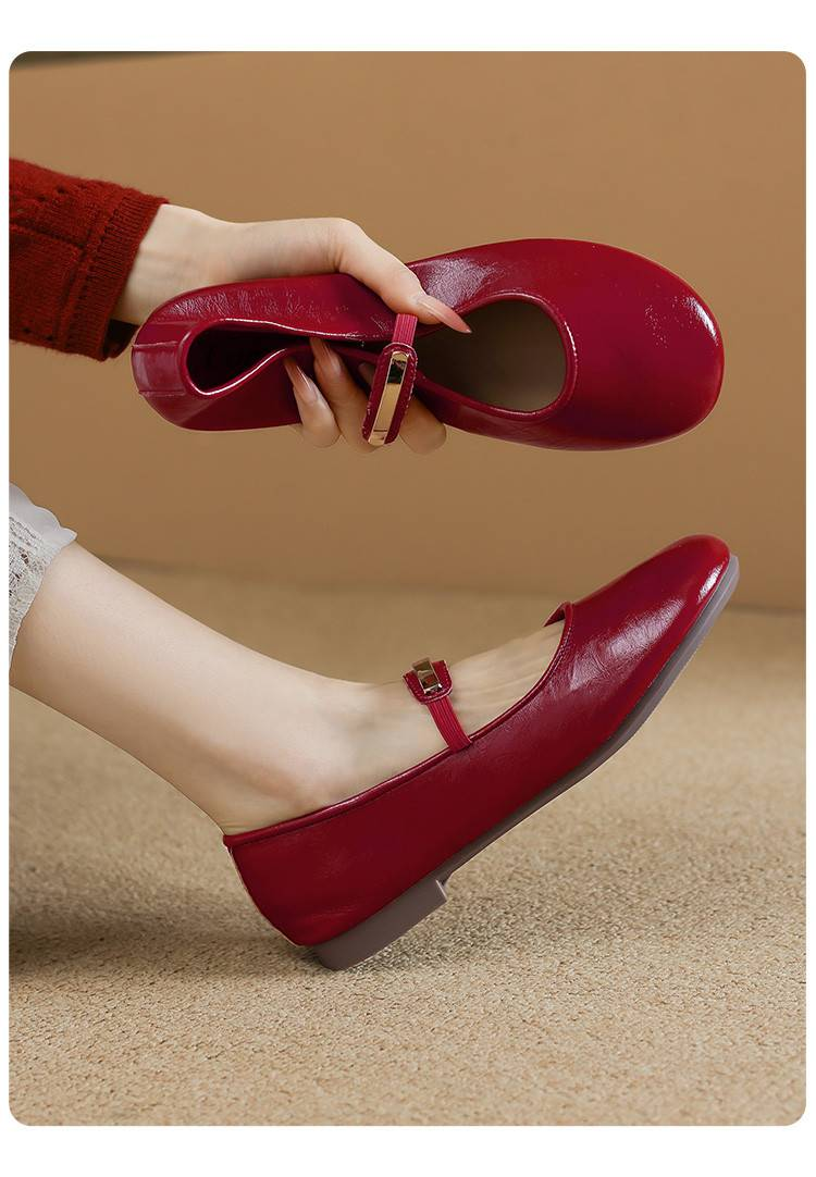 【Soft Sole And Soft Upper】Cameido Comfortable Flat Ankle Strap Shallow Single Shoes For Women, Autumn Round Toe Mary Jane Shoes_voghion.com